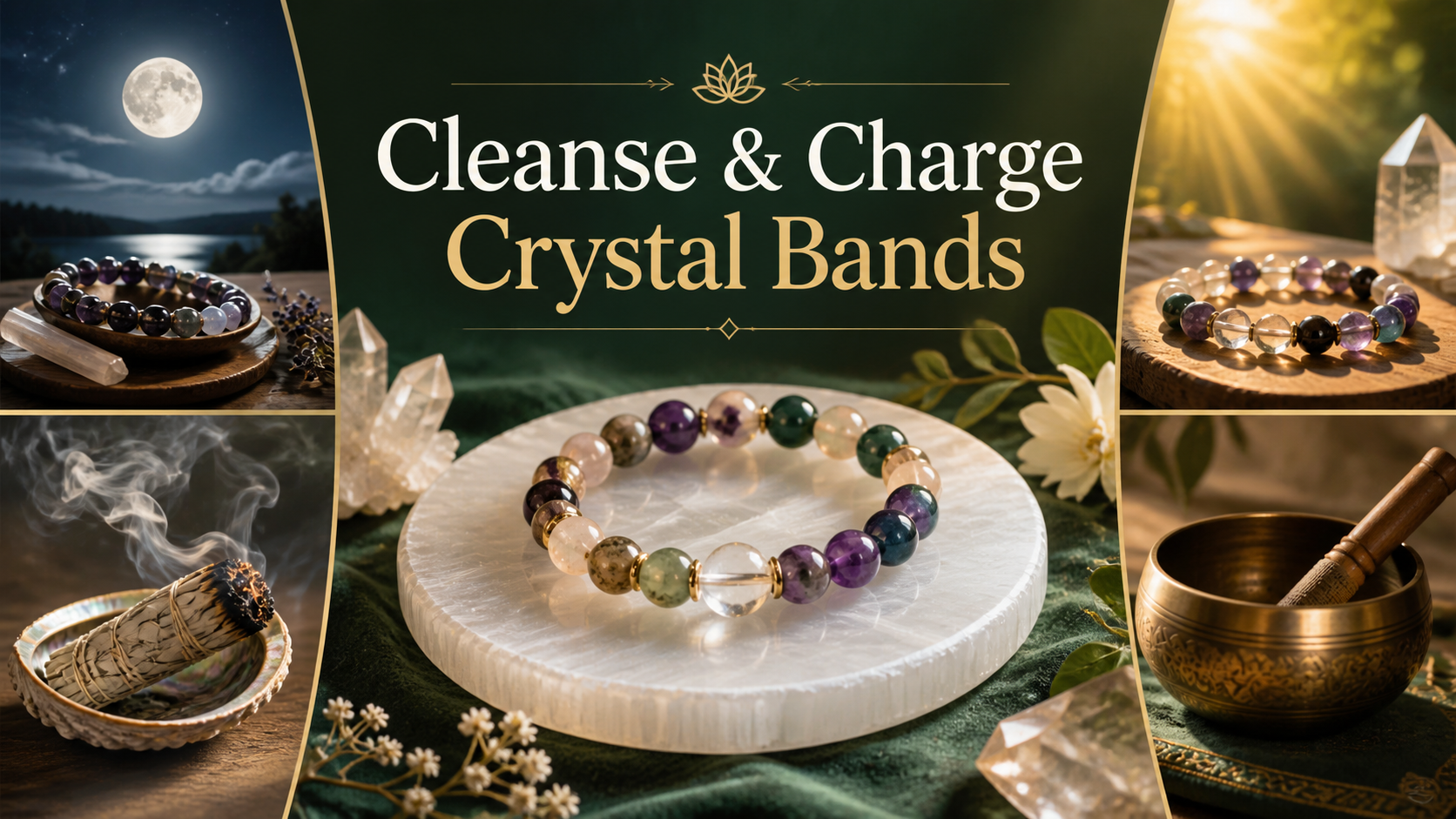 Cleanse and charge crystal bands at home guide by Pooja Jaiin